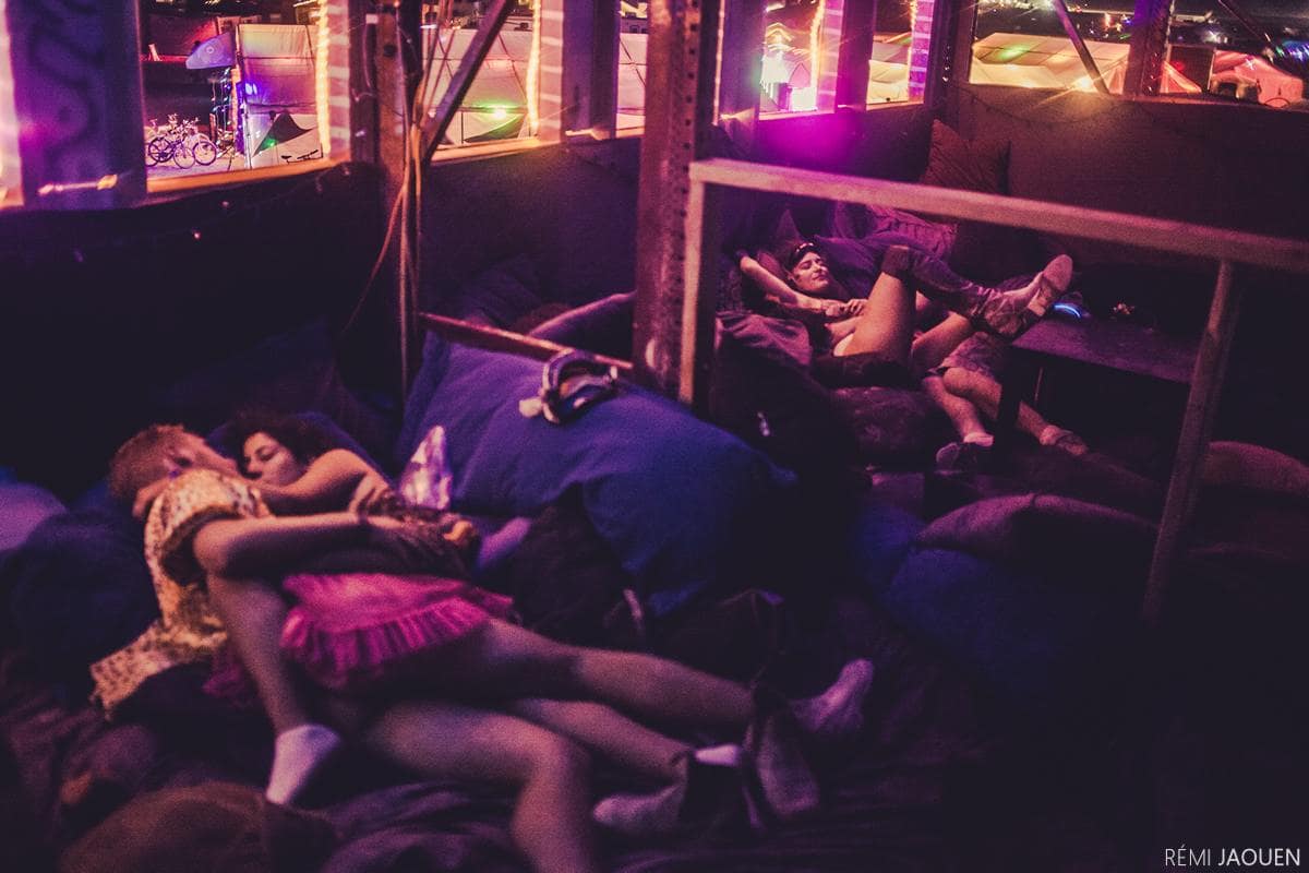 Burning Man - Relaxing in the firehouse