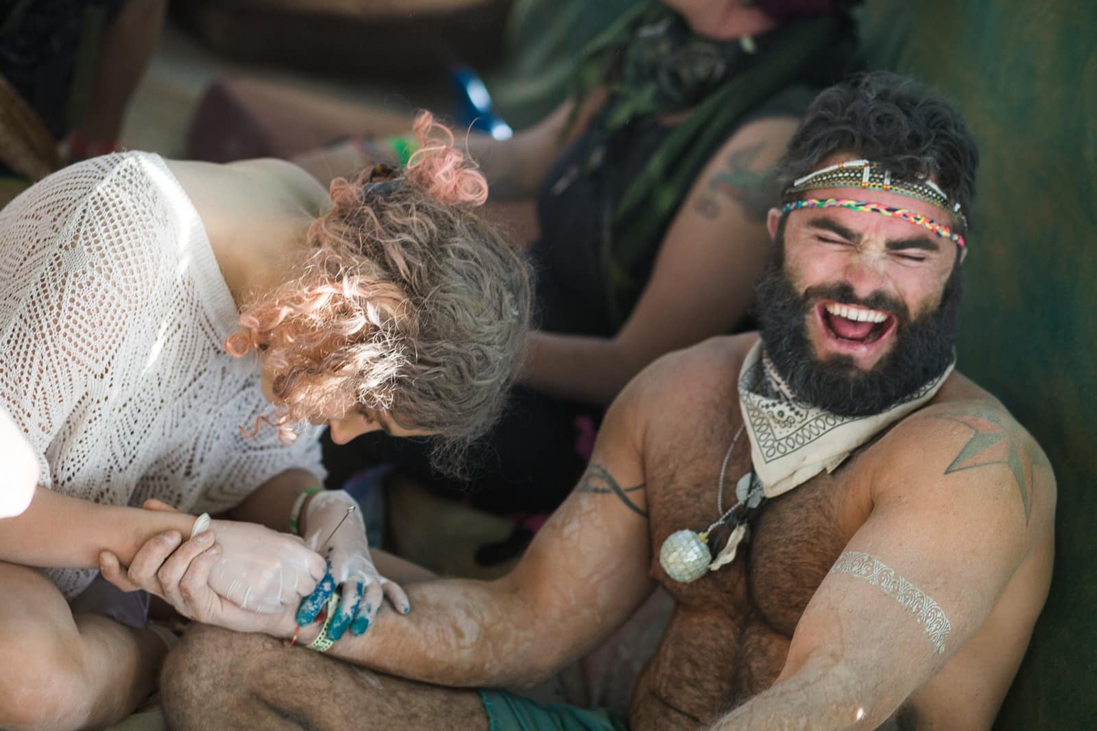 Burning Man - Getting a real tatoo in the absint bar